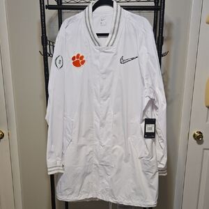 Clemson NWT Women's Nike White Jacket with Embroidered Logos & Silver Glitter